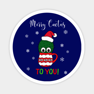 Merry Cactus To You - Cactus With A Santa Hat In A Christmas Mug Magnet